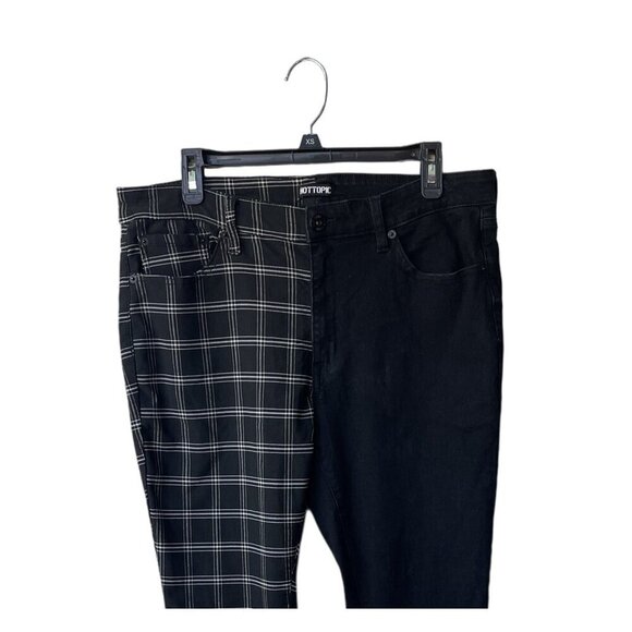 Hot Topic Mens Jeans Goth 36X32 Black & White Grid Split Leg Stinger Grunge - Picture 4 of 10